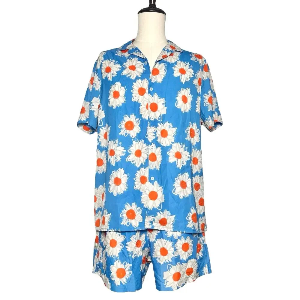 ASOS Design | Men | Floral Daisy Vacation Cruise Swimwear Top Short Set | L-XL